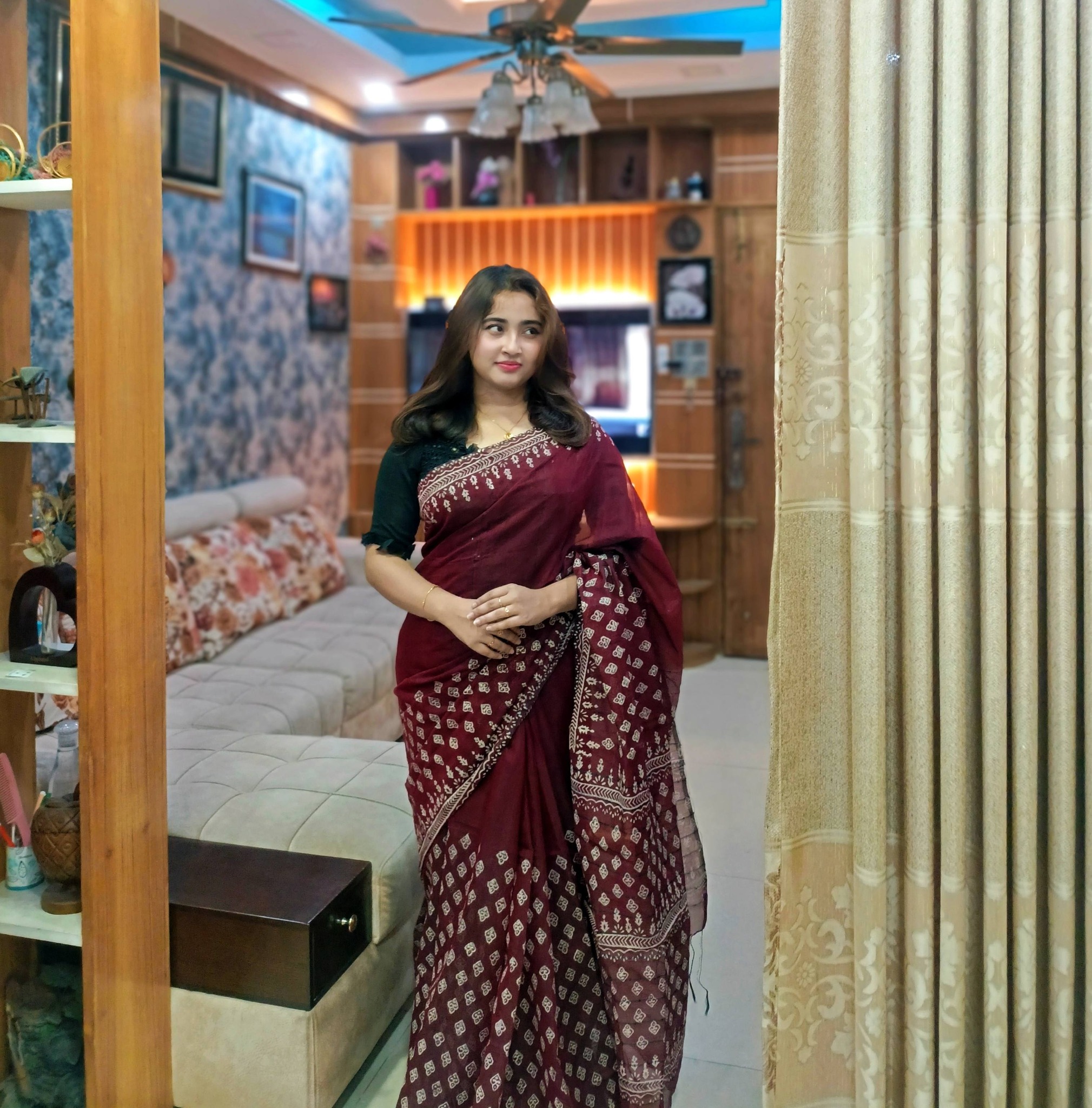 Chanderi Festive Gold Saree