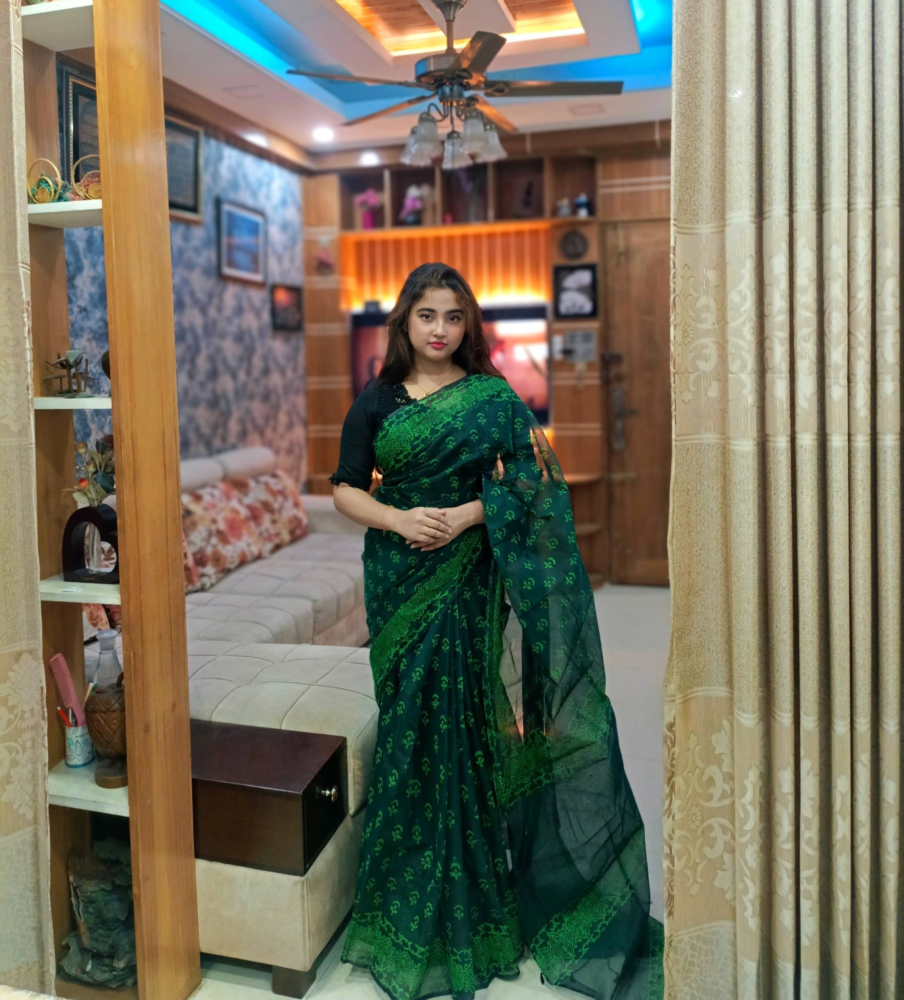 Chanderi Festive Gold Saree